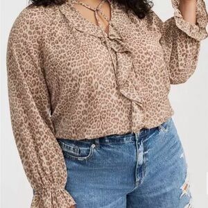Torrid Leopard Print Ruffle Blouse